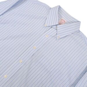 Brooks Brothers Madison Fit Dress Shirt Mens 17.5 33 Blue Striped Casual